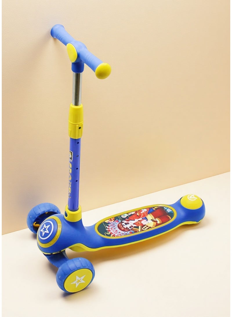 إيزي فيتشور سكوتر إيزي فيوتشر للأطفال من عمر 3 إلى 8 سنوات بإطار قابل للطي، ومقود قابل للتعديل، وعجلات بولي يوريثان LED، وفرامل خلفية، وموسيقى مدمجة - Image 1