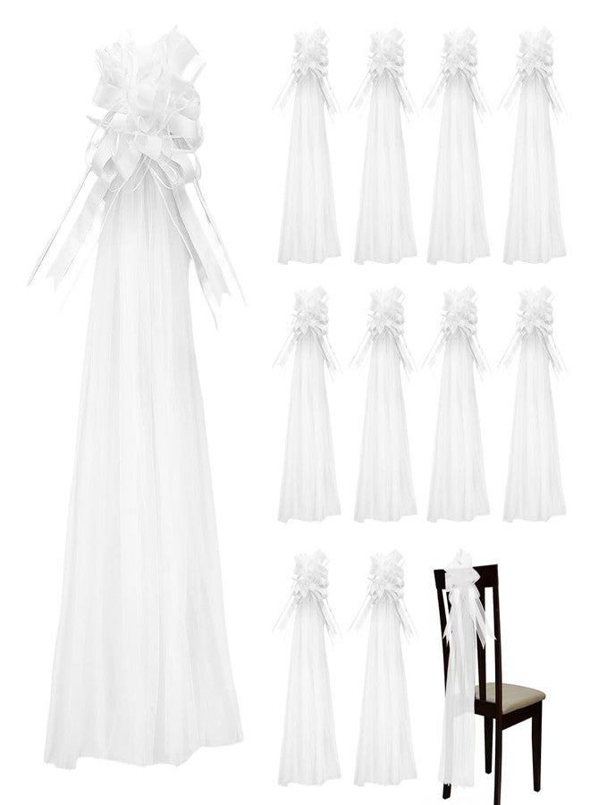 AHANDMAKER 12 Set Large Wedding Pew Bows with 354" Long Tulle Tails Wedding Aisle Decorations Big Pull Bows for Bridal Shower Reception Ceremony Anniversary Christmas Birthday Party - Image 1