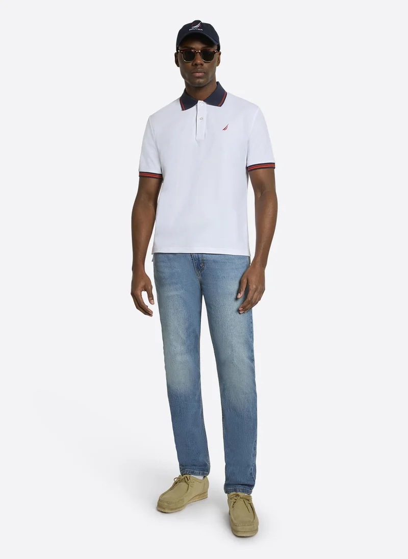Nautica Men Regular Fit Classic Polo Shirt for Refined Casual Style - White