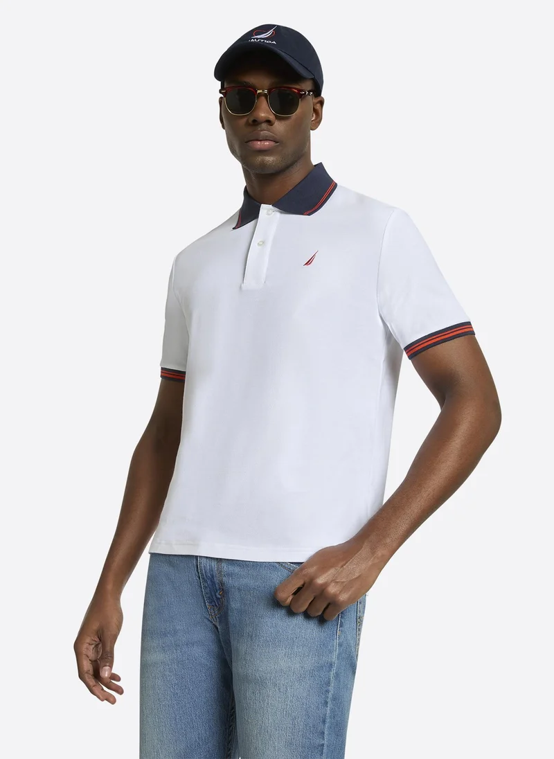 Nautica Men Regular Fit Classic Polo Shirt for Refined Casual Style - White