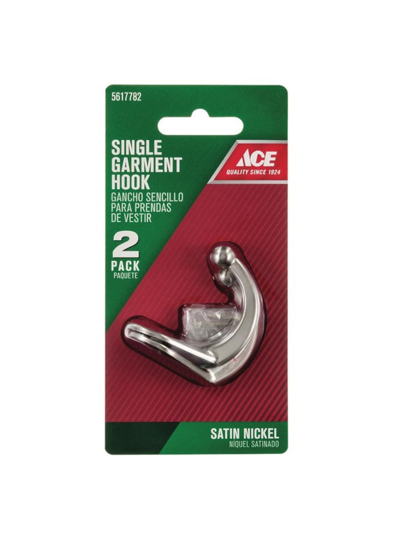 ACE Satin Nickel Silver Metal Garment Hooks 0.635 Cm 2 Piece Small 