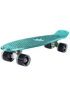 STRAUSS STRAUSS Fibreglass Cruiser Skateboard | Penny Skateboard | Casterboard | Hoverboard | Anti-Skid Board With High Precision Bearings | Wheel With Lights | Ideal For 8 Years and Above | 22 X 6 Inch, Blue  - Image 1