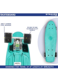 STRAUSS STRAUSS Fibreglass Cruiser Skateboard | Penny Skateboard | Casterboard | Hoverboard | Anti-Skid Board With High Precision Bearings | Wheel With Lights | Ideal For 8 Years and Above | 22 X 6 Inch, Blue  - Image 5