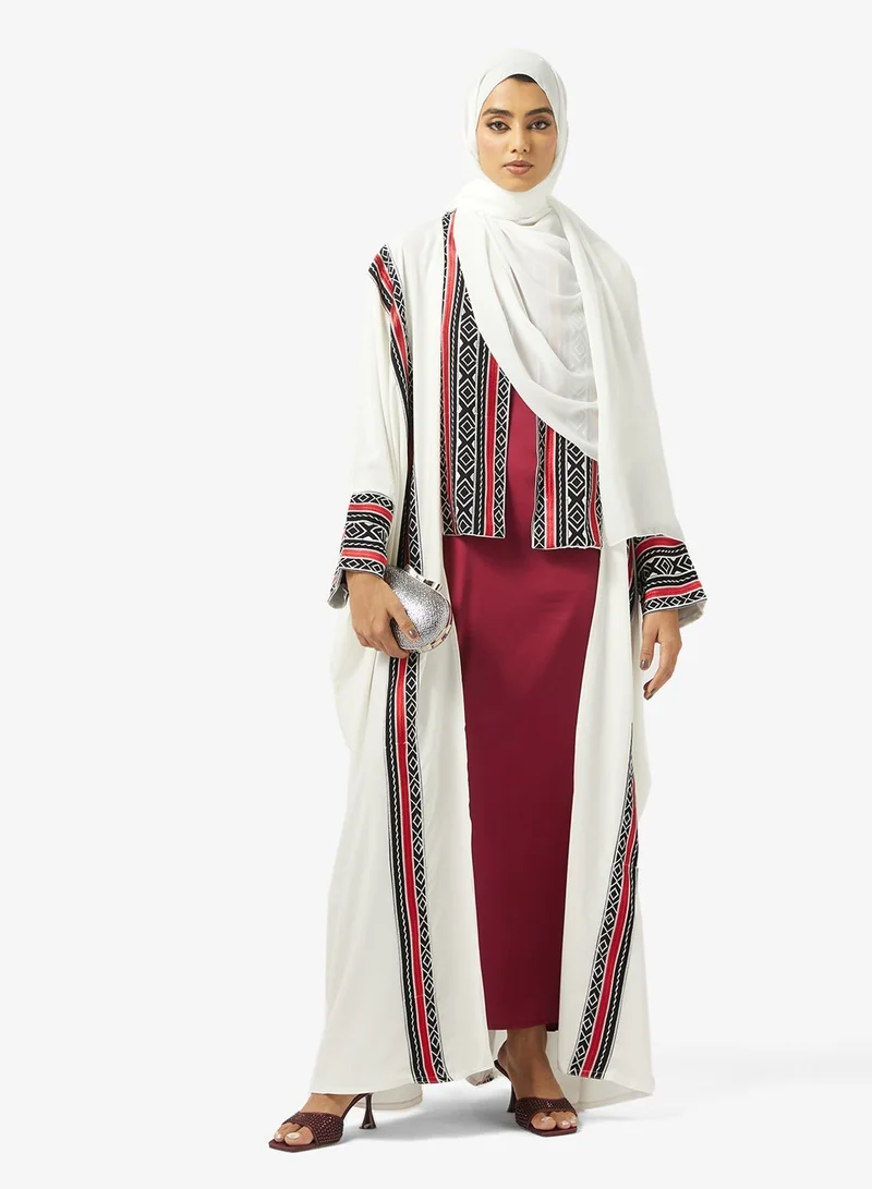 Hayas Closet  Embroidered Open Abaya With Sheila for Women | Best Price UAE