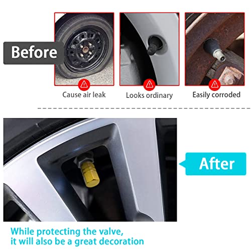 YALOK 12 PCS Car Tire Valve Stem Caps, Airtight Caps/Covers, Universal for Cars, Bicycles, Motorcycles, SUVS, Car Accessories for Men Women (Orange) - Image 3
