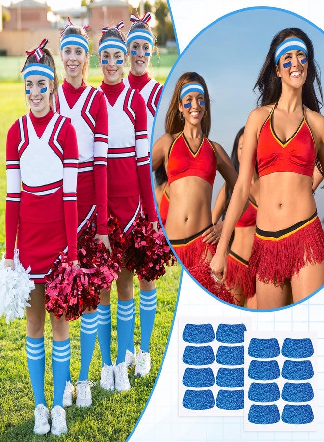 Shyyween Blue 18 Pcs Knee High Socks Headbands Glitter Eye Stickers for Sports Team Spirit Wear Accessories - Image 5