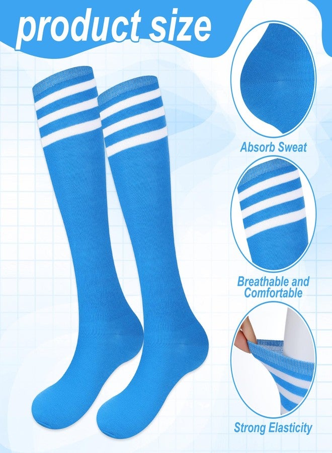 Shyyween Blue 18 Pcs Knee High Socks Headbands Glitter Eye Stickers for Sports Team Spirit Wear Accessories - Image 3
