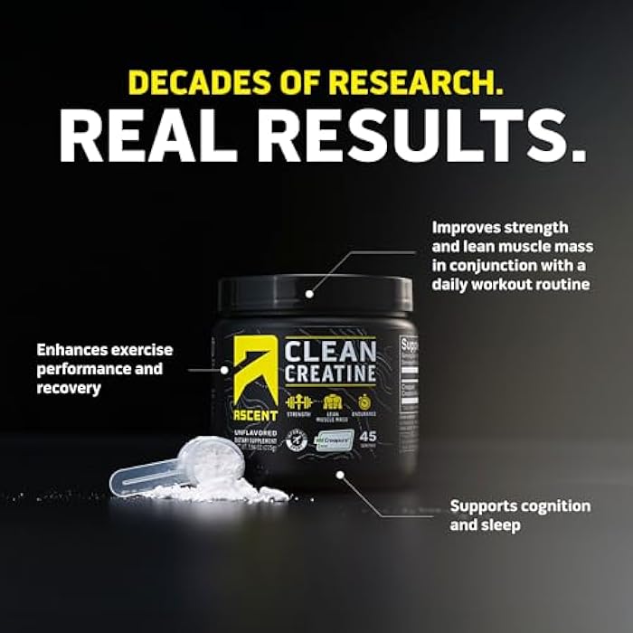Ascent Clean Creatine Monohydrate Powder - 5G Per Serving, Creapure Supplement - Unflavored, 45 Servings - Image 2