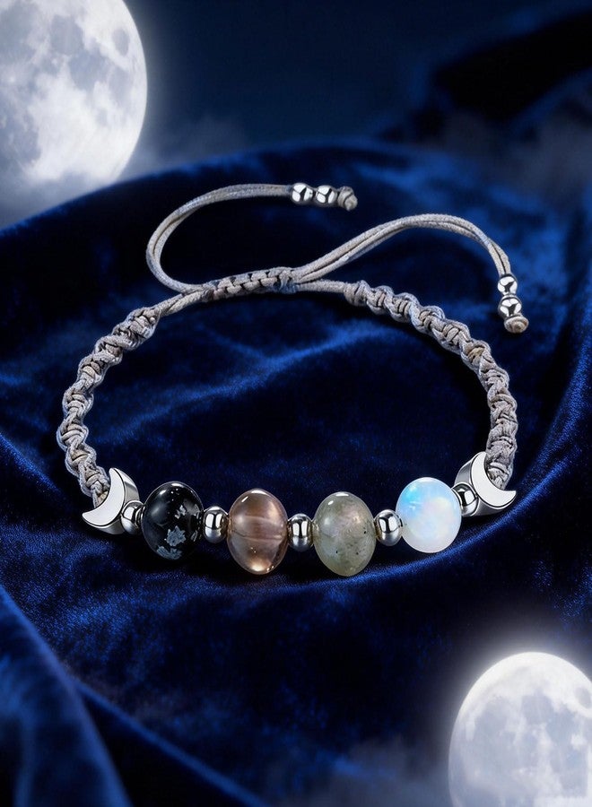 TACBSP Moon Phase Bracelet for Women Meditation Relaxation Crystal Bracelet Natural Moonstone Beaded Bracelets Crystal Healing Bracelet Friendship Jewelry Gift (A.) - Image 5