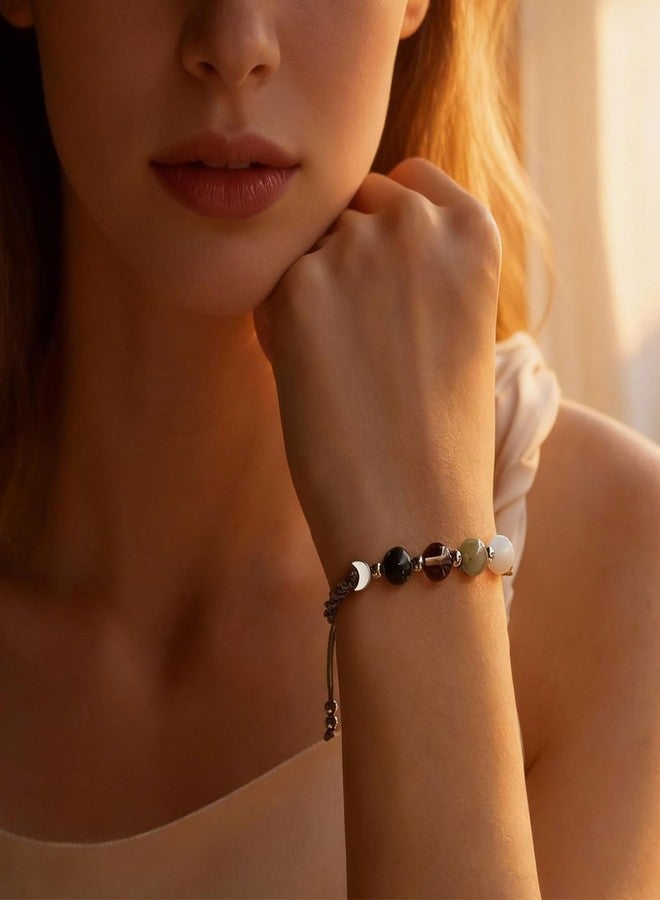 TACBSP Moon Phase Bracelet for Women Meditation Relaxation Crystal Bracelet Natural Moonstone Beaded Bracelets Crystal Healing Bracelet Friendship Jewelry Gift (A.) - Image 4