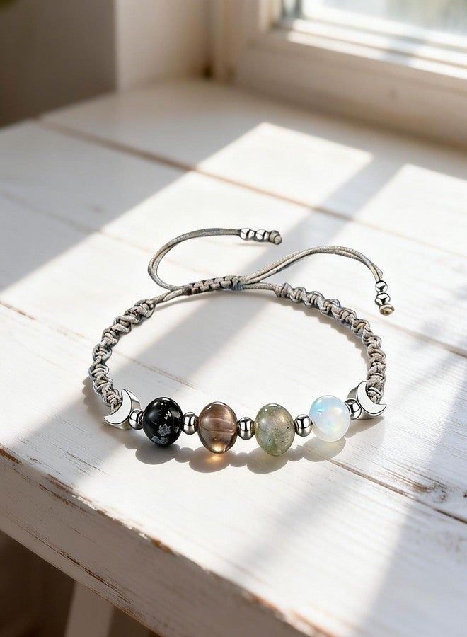 TACBSP Moon Phase Bracelet for Women Meditation Relaxation Crystal Bracelet Natural Moonstone Beaded Bracelets Crystal Healing Bracelet Friendship Jewelry Gift (A.) - Image 3