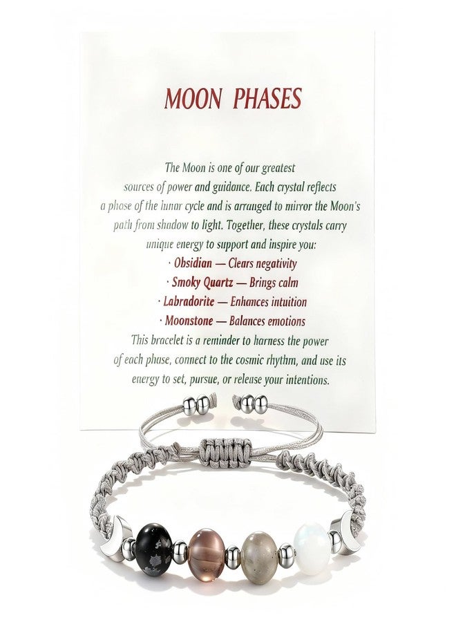 TACBSP Moon Phase Bracelet for Women Meditation Relaxation Crystal Bracelet Natural Moonstone Beaded Bracelets Crystal Healing Bracelet Friendship Jewelry Gift (A.) - Image 1