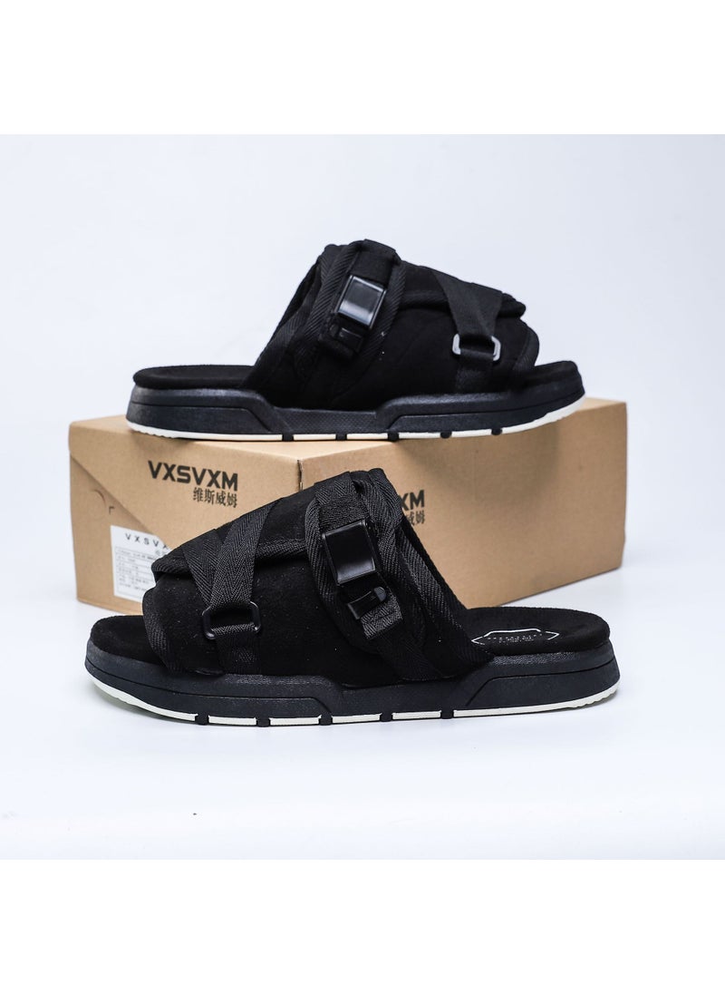 Generic - Fashionable Summer Slippers Unisex Casual Sandals Sporty Beach Slippers Breathable Mesh Upper Rubber Sole Anti-Slip Slip-On Black black buckle - Image 1
