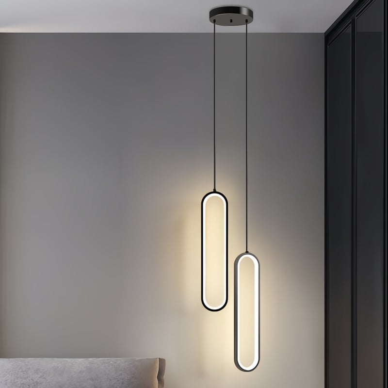 ون لايت سوداء خطي LED الثورية لغرفة المعيشة الحديثة ، 3 لون قابل للتخفيف فليكر خالي من الضوء المعلق - Image 3