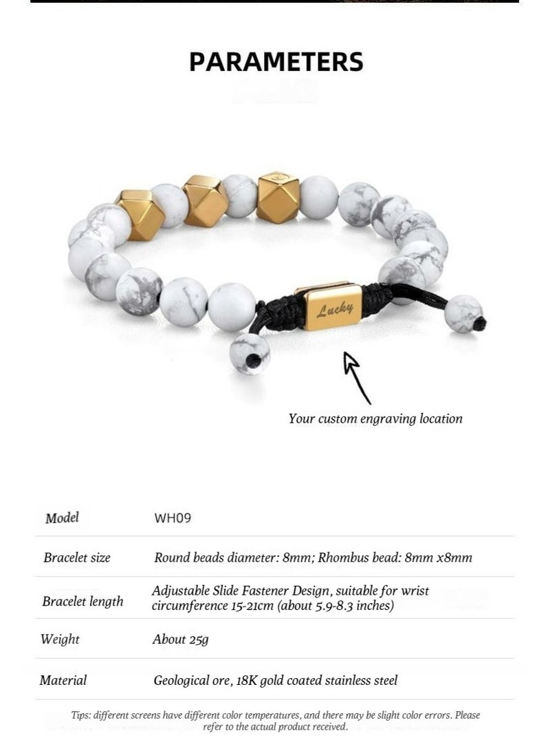 POWER IONICS Paine Geology Raw Ore Adjustable Bracelet - Men's, Women's, Couple's, Love String with Engraving as Gift - Image 3