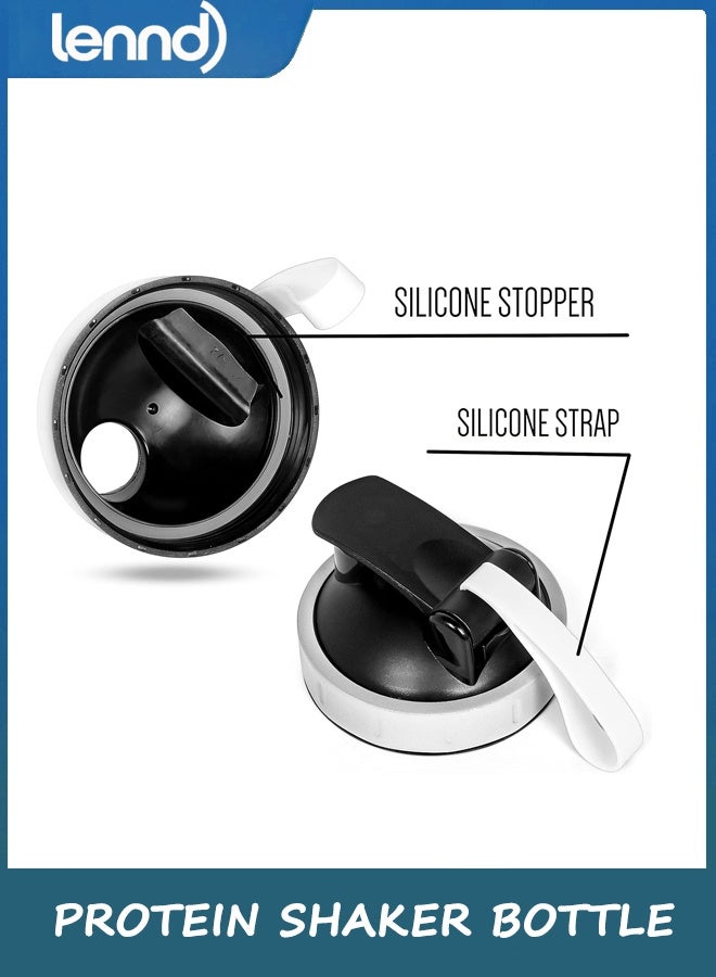 LENND Protein Shaker Bottle, Protein Shaker Cup with shaker ball, Visible Window, Stainless Steel Shaker Bottle Leak Proof (WHITE) - Image 3