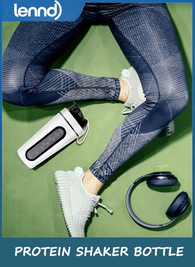 LENND Protein Shaker Bottle, Protein Shaker Cup with shaker ball, Visible Window, Stainless Steel Shaker Bottle Leak Proof (WHITE) - Image 5