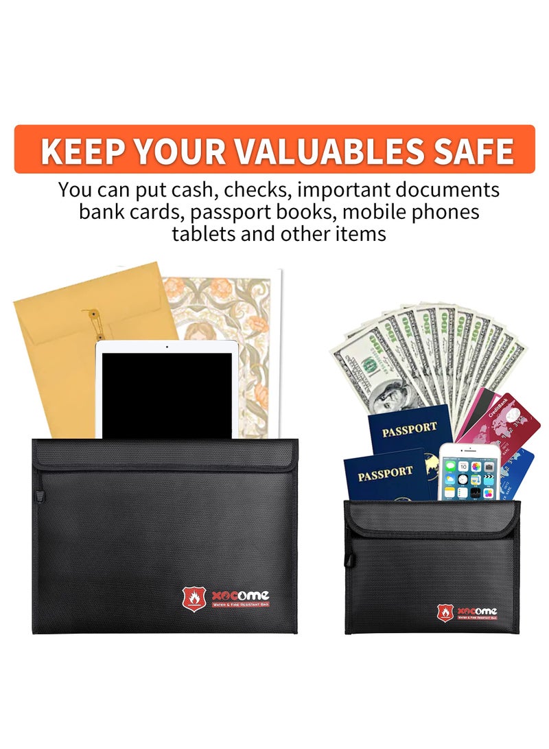 KASTWAVE 2-Pack Fireproof Document Bags, Non-Itchy Fireproof Money Bag, Fireproof Wallet Bag, Cash Fireproof Bag Set for Valuables - Passport, Currency & Keys (15 x 11 & 9 x 7 Inches) - Image 5