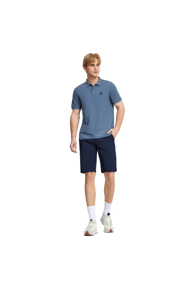 GIORDANO Men's Blue Pique Solid Polo