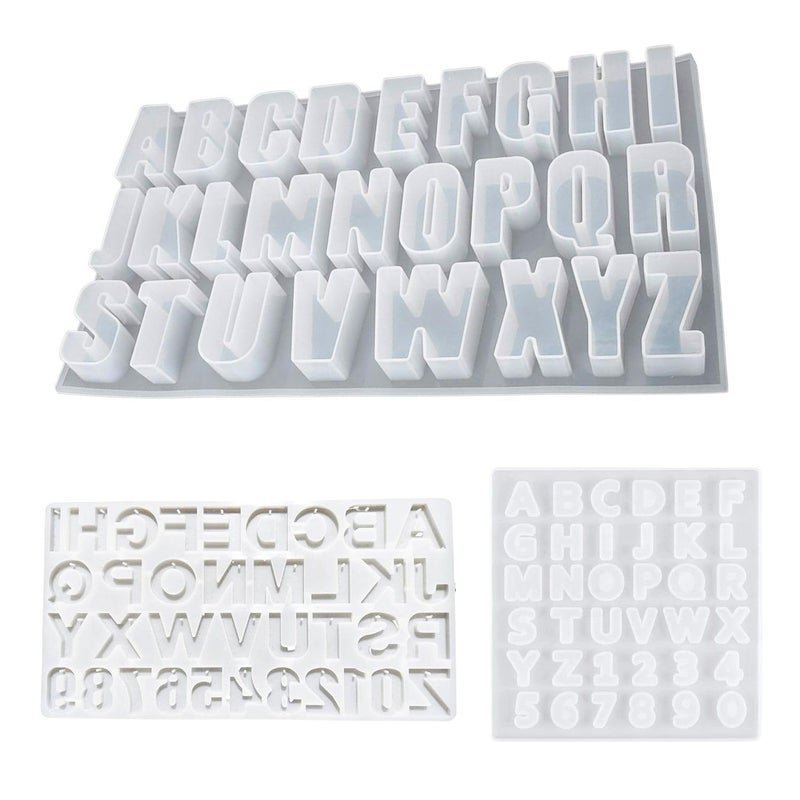 SNOOGG Extra Large 25 mm deep Alphabet Molds of 26 English Letter with 14 x 8 inch with Hole + Small ABCD Size 8x8 inch. for Your Resin Art, DIY, Home Décor, Festive & Customize Project - Image 1