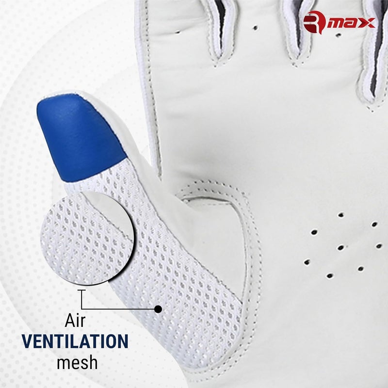 RMAX Unisex Leather & PU Cricket Batting Gloves (Senior, Right Hand) (Royal Blue) - Image 4