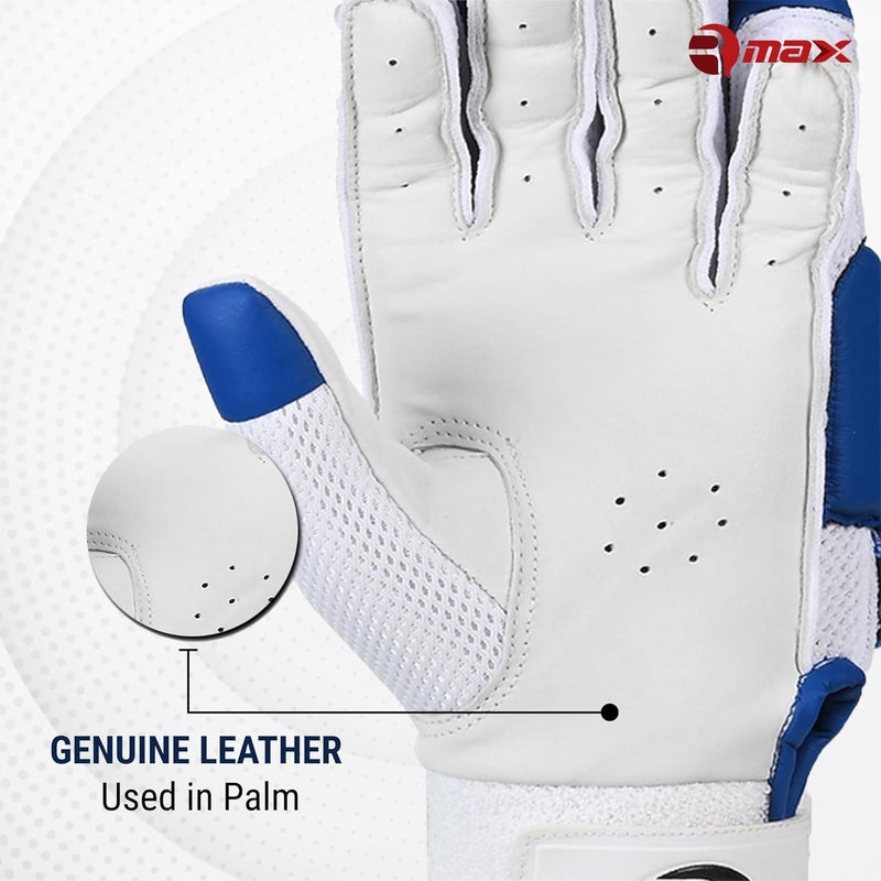 RMAX Unisex Leather & PU Cricket Batting Gloves (Senior, Right Hand) (Royal Blue) - Image 2