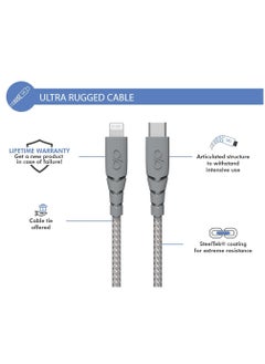 FORCE Force Power USB C to Lightning Ultra Reinforced Cable 1.2M Lifetime Warranty Gray  - Image 2