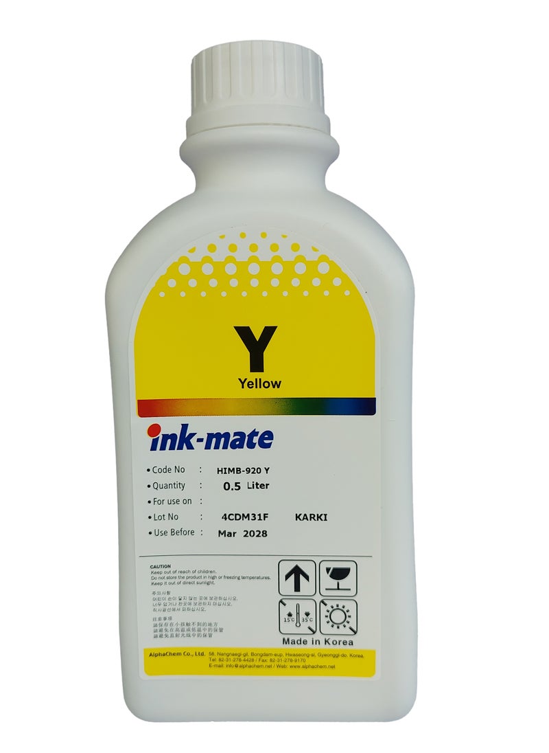 Ink Mate Refill Ink Cartridge For HP CANON Printer 500 ML YELLOW 