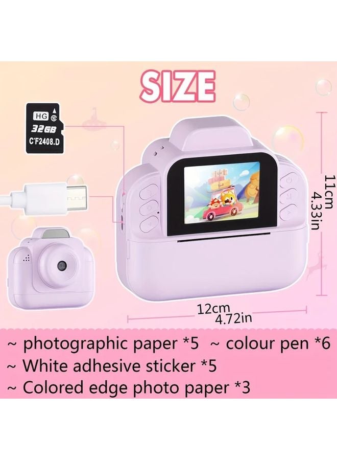 Pink Instant Print Camera with 8 Rolls Paper HD Photo Printer MP3 Player Holiday Gift - Image 4