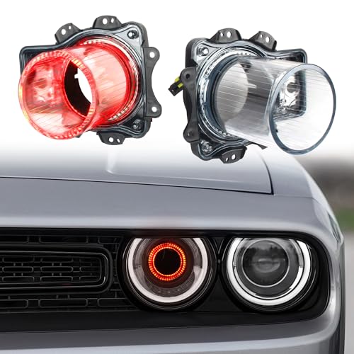 KAKABAS Plug and Play LED Headlamps Air Inserts Assembly Compatible with 2015-2020 Dodge Challenger Headlights Bulbs, Super Bright Red or White Lights(Red, 2PCS) - Image 1