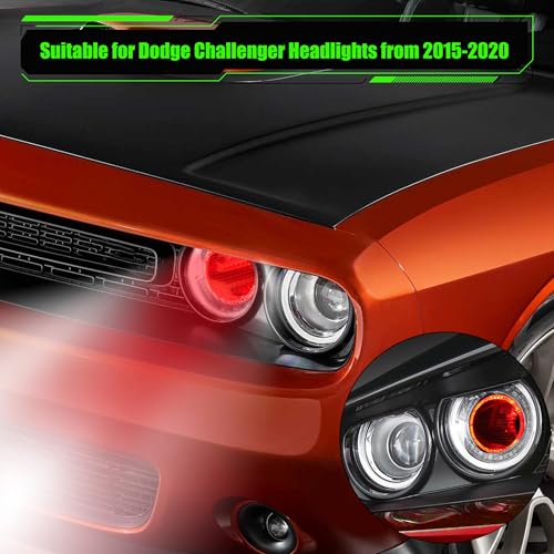 KAKABAS Plug and Play LED Headlamps Air Inserts Assembly Compatible with 2015-2020 Dodge Challenger Headlights Bulbs, Super Bright Red or White Lights(Red, 2PCS) - Image 5