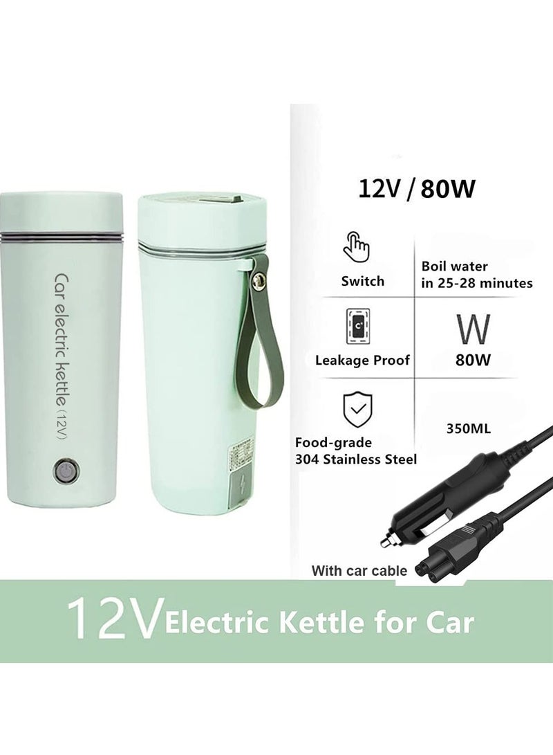 Captaintech Portable 12V Electric Travel Kettle - 350ml Capacity, 80W Heating Power, 304 Stainless Steel Liner, Heats Up to 100°C, Auto Shut-Off, Ideal for Car Tea & Coffee.  - Image 4