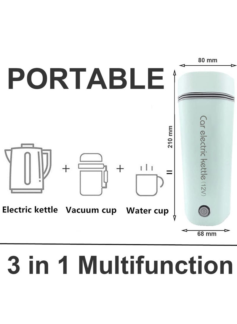 Captaintech Portable 12V Electric Travel Kettle - 350ml Capacity, 80W Heating Power, 304 Stainless Steel Liner, Heats Up to 100°C, Auto Shut-Off, Ideal for Car Tea & Coffee.  - Image 2