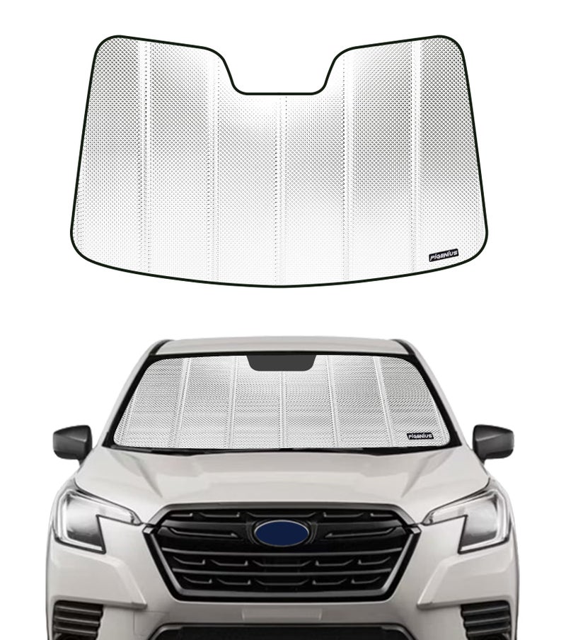 Pigenius Windshield Sun Shade for Subaru Forester 20222024 with Eyesight Driver Assist Reflective Aluminum Film Front Window Sunshade BLAZBLOCK