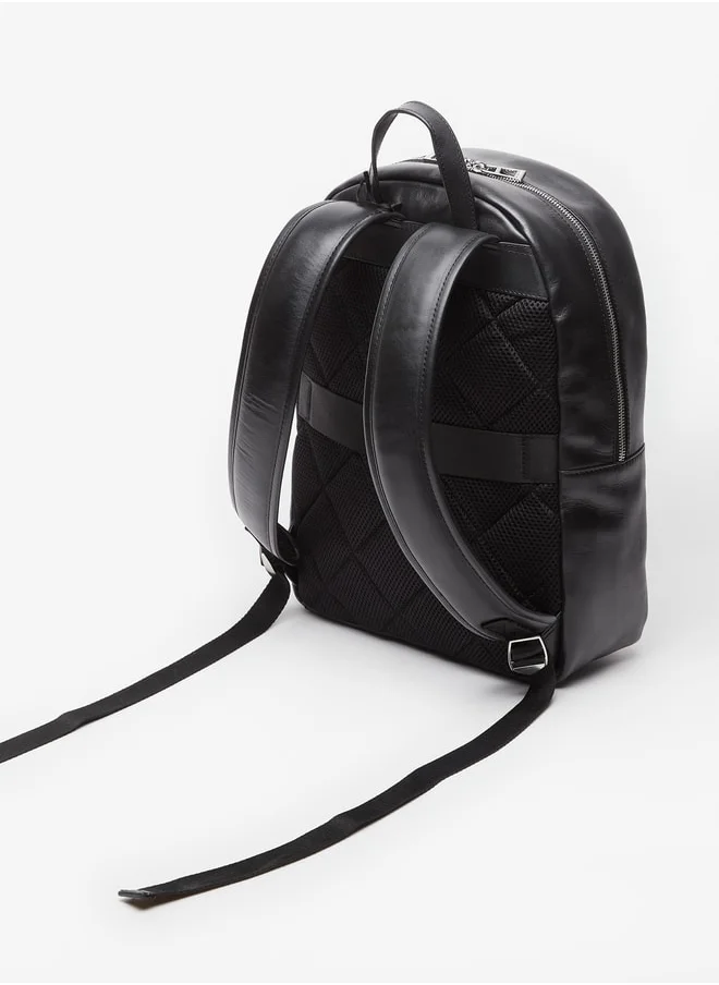 دوتشيني Men's Textured Backpack with Adjustable Strap and Zip Closure