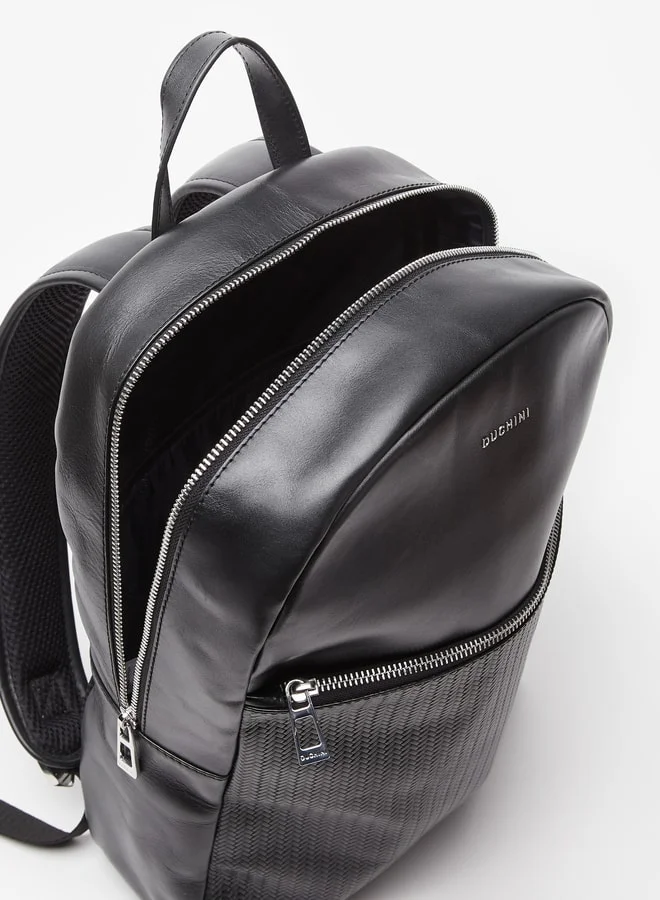 DUCHINI Men's Textured Backpack with Adjustable Strap and Zip Closure