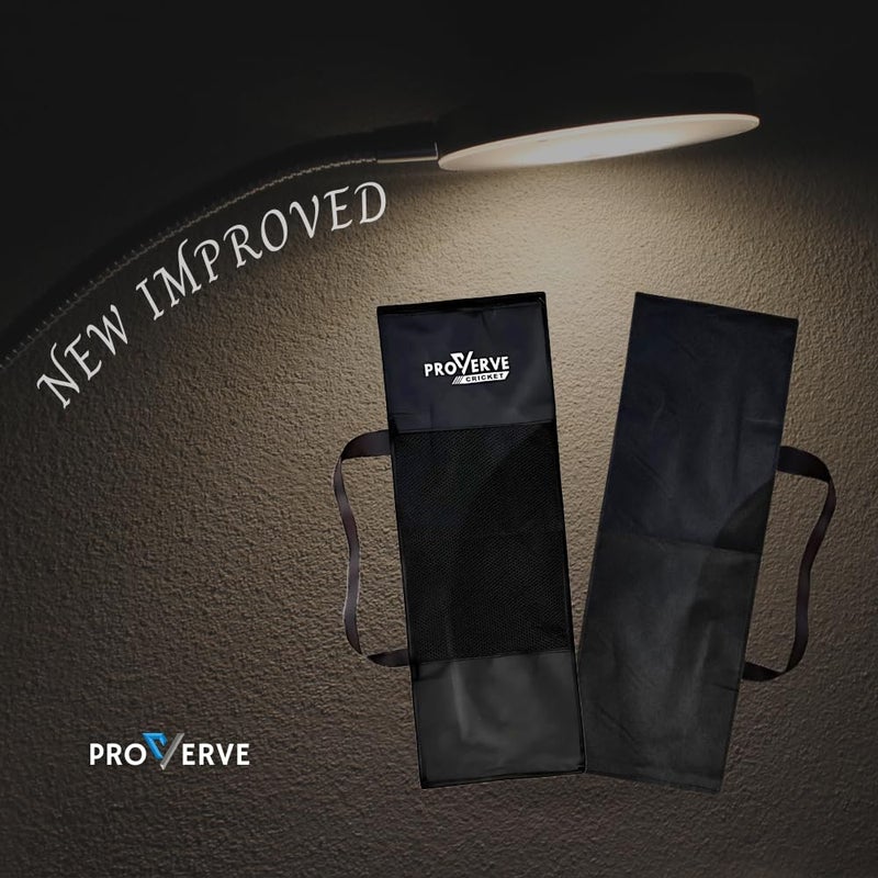 PROVERVE غطاء ويكيت | غطاء دعامات الكريكيت بتصميم شبكي رائع | غطاء كامل الحجم من قماش غير منسوج بوزن 80 جرام لكل متر مربع لمجموعة دعامات خشبية وبلاستيكية مع حزام مخيط ثقيل (أسود) - Image 2