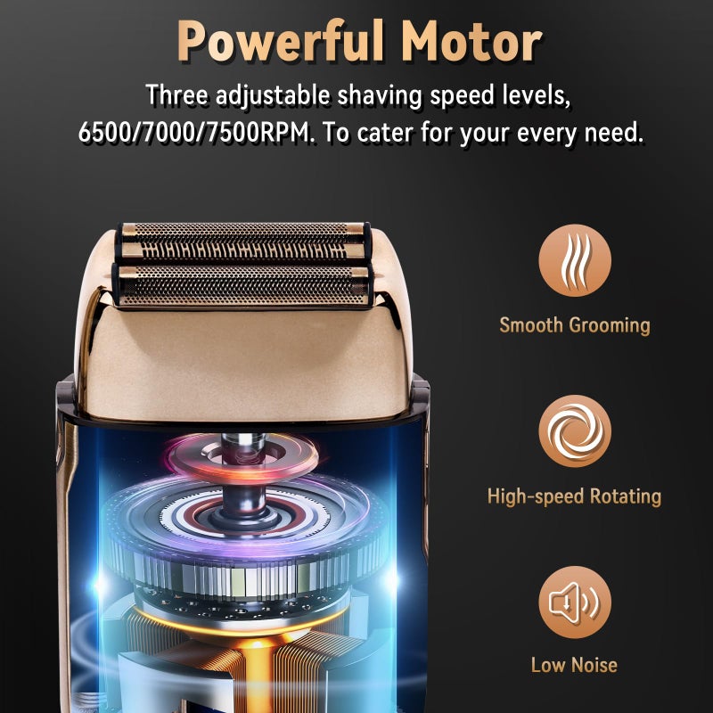 Ufree Close Shave Electric Foil Shavers for Men, 3-Speed Electric Razor, Bald Head Shavers, Face Shaving Beard Trimmer with LCD Display, Gifts for Men - Image 5