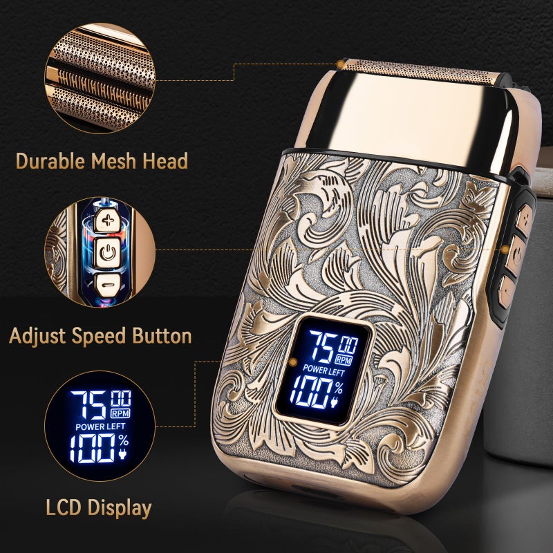 Ufree Close Shave Electric Foil Shavers for Men, 3-Speed Electric Razor, Bald Head Shavers, Face Shaving Beard Trimmer with LCD Display, Gifts for Men - Image 3