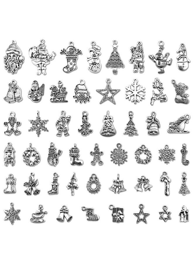جيالي سحر عيد الميلاد بالجملة السائبة الكثير عيد الميلاد سحر مختلط المعلقات المعدنية الفضية التبتية لتقوم بها بنفسك لصنع المجوهرات وصياغة عيد الميلاد الحلي - Image 1
