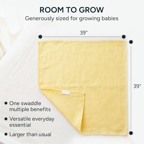 NINTARABABY Swaddle - 100% Organic Premium Muslin Cotton, 39" x 39" (100 cm x 100 cm), Ultra-Soft, Breathable & Lightweight, Multipurpose, Unisex, Hypoallergenic, Gifts for Newborn Babies - Image 4