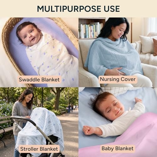 NINTARABABY Swaddle - 100% Organic Premium Muslin Cotton, 39" x 39" (100 cm x 100 cm), Ultra-Soft, Breathable & Lightweight, Multipurpose, Unisex, Hypoallergenic, Gifts for Newborn Babies - Image 5
