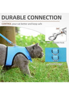 PUPTECK PUPTECK Soft Mesh Cat Vest Harness and Leash Set Puppy Padded Pet Harnesses Escape Proof for Cats Small Dogs, Blue Large  - Image 3