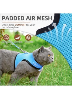 PUPTECK PUPTECK Soft Mesh Cat Vest Harness and Leash Set Puppy Padded Pet Harnesses Escape Proof for Cats Small Dogs, Blue Large  - Image 2