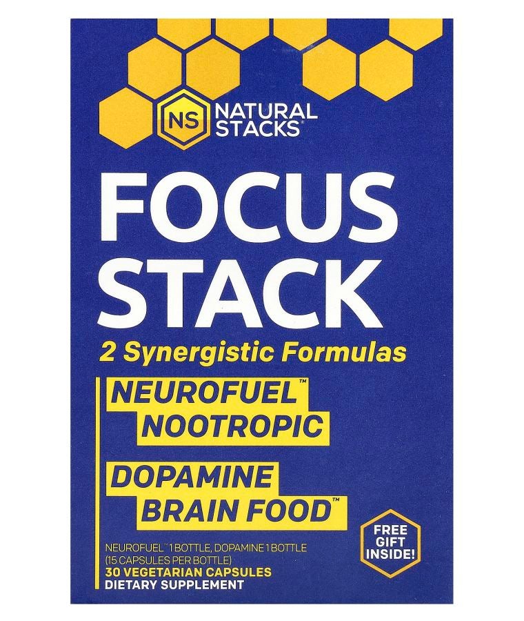 Natural Stacks Focus Stack 2 Bottles 15 Vegetarian Capsules Each