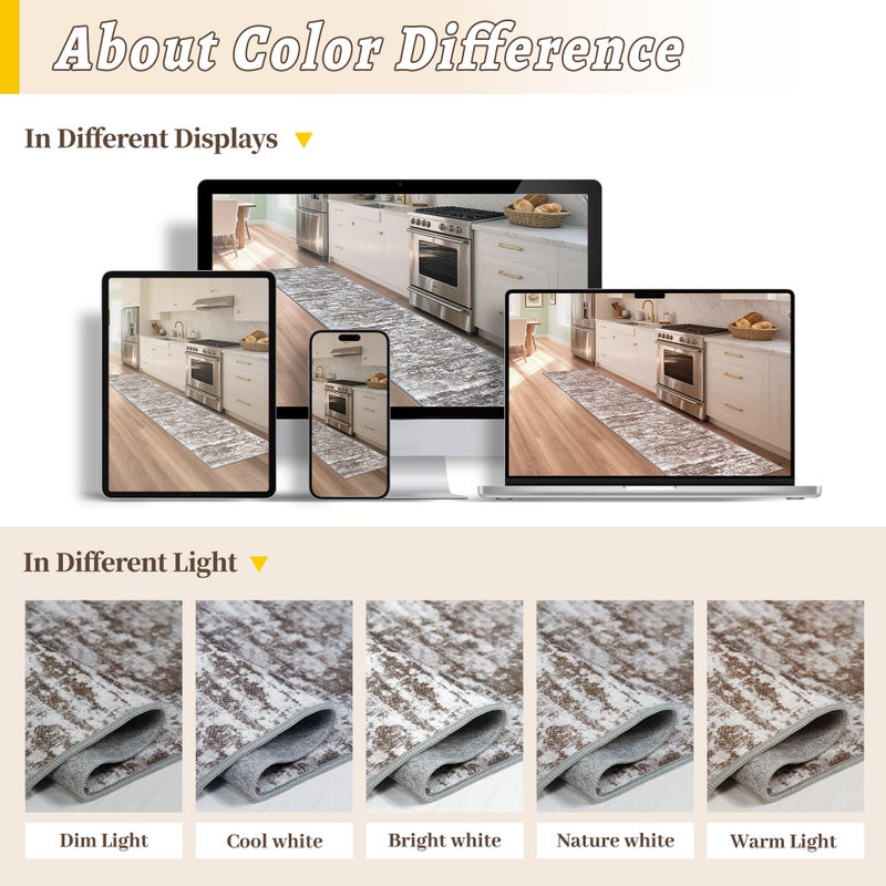 TTelephant Runners for Hallways Ultra Non-Slip 2x10 Long Runner Rugs Washable Abstract Tear and Stain Resistance No Pile Lightweight Modern Rug Runners for Entryway, Kitchen, Walkway, Entrance, Brown - Image 5