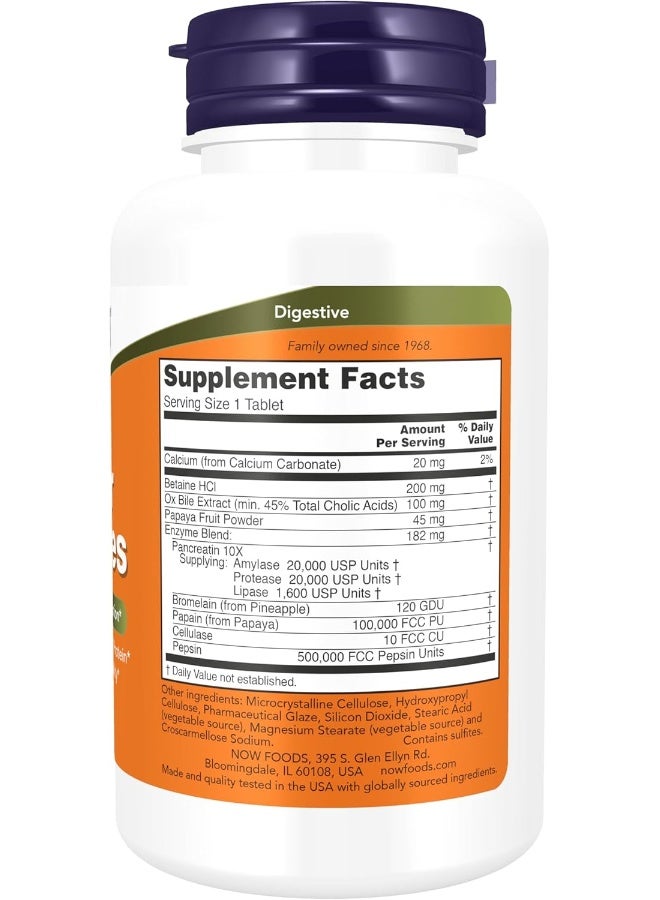 NOW مكملات، إنزيمات فائقة، مصنوعة من بروميلين، عصارة الصفراء، بانكرياتين وباباين، إنزيمات فائقة، 90 قرص - Image 2