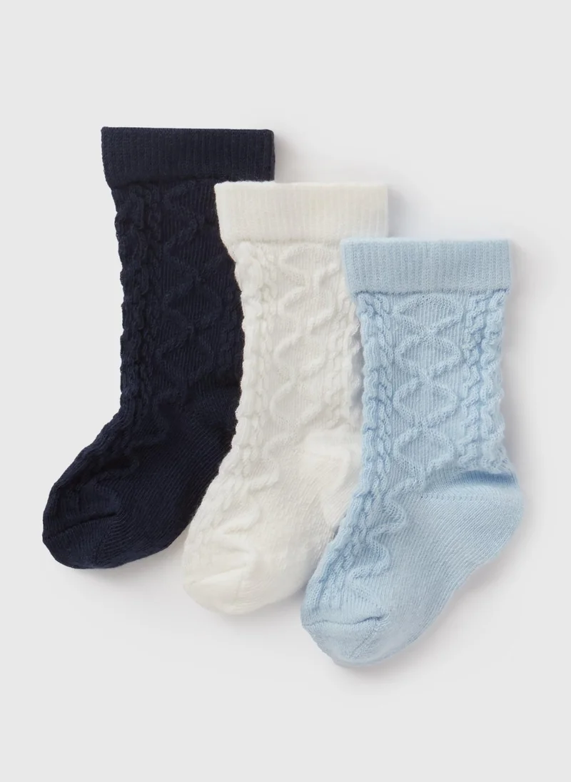 Matalan 3 Pack Baby Blue Knee High Socks
