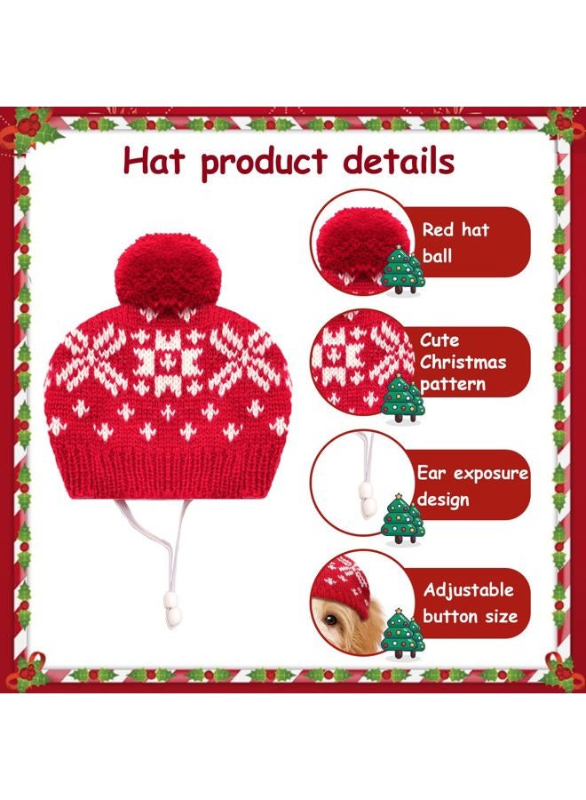 Gvhntk 2 Pcs Dog Costumes Hat Scarf Set Knit Reindeer Snowflake Print Dog Christmas Winter Hat Scarf Cute Warm Pet Costume Accessories for Dogs Cats - Image 4