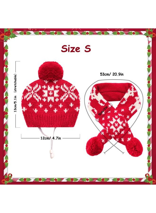 Gvhntk 2 Pcs Dog Costumes Hat Scarf Set Knit Reindeer Snowflake Print Dog Christmas Winter Hat Scarf Cute Warm Pet Costume Accessories for Dogs Cats - Image 2